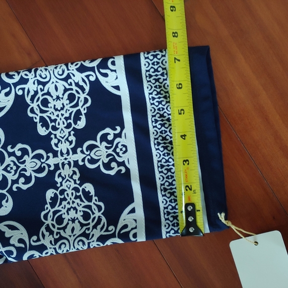 Haani Floral Print Stretchy Split V-Neck 3/4 Sleeve Dress Navy White Size 3X - Picture 11 of 12